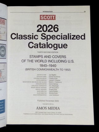 Scott 2026 Classic Specialized Catalogue: Thirty-Second Edition, Stamps and Covers of the World Including U.S. 1840-1940 (British Commonwealth to 1952)