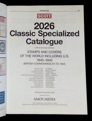 Scott 2026 Classic Specialized Catalogue: Thirty-Second Edition, Stamps and Covers of the World Including U.S. 1840-1940 (British Commonwealth to 1952)
