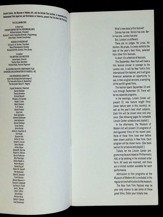 The First New York Film Festival: September 10-19, 1963