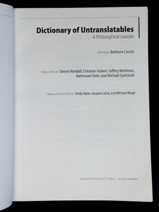 Dictionary of Untranslatables: A Philosophical Lexicon