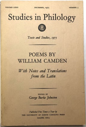Item #C000016015 Studies in Philology, Volume LXXII, December 1975, Number 5: Poems by William...