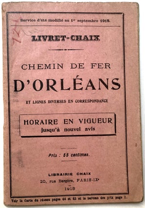 Item #C000016068 Chemain De Fer D'Orleans Et Lignes Diverses En Correspondence. Horaire En Vigeur...