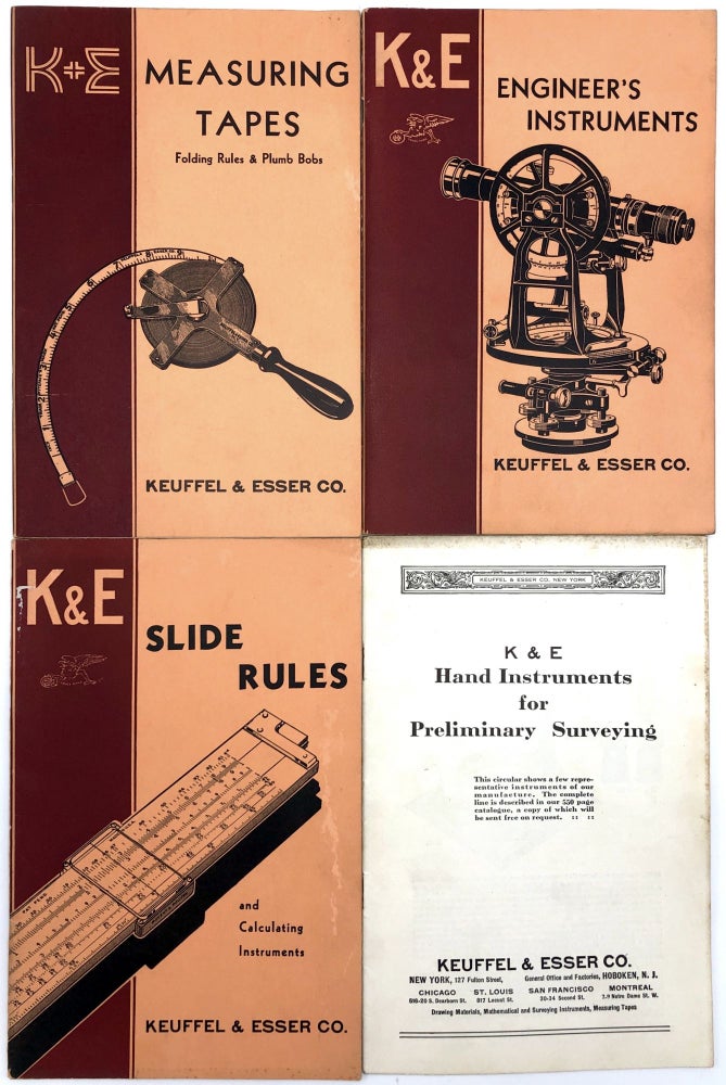 Item #C000020153 Group of Catalogs from the Keuffel & Esser Co. - Engineer's Instruments (c.1937); Graph Sheets: Coordinate Papers and Cloths (c.1941); Measuring Tapes: Folding Rules & Plumb Bobs (c.1944); Slide Rules and Calculating Instruments (c.1937); Hand Instruments for Preliminary Surveying (circular, no date). Keuffel, Esser Co.