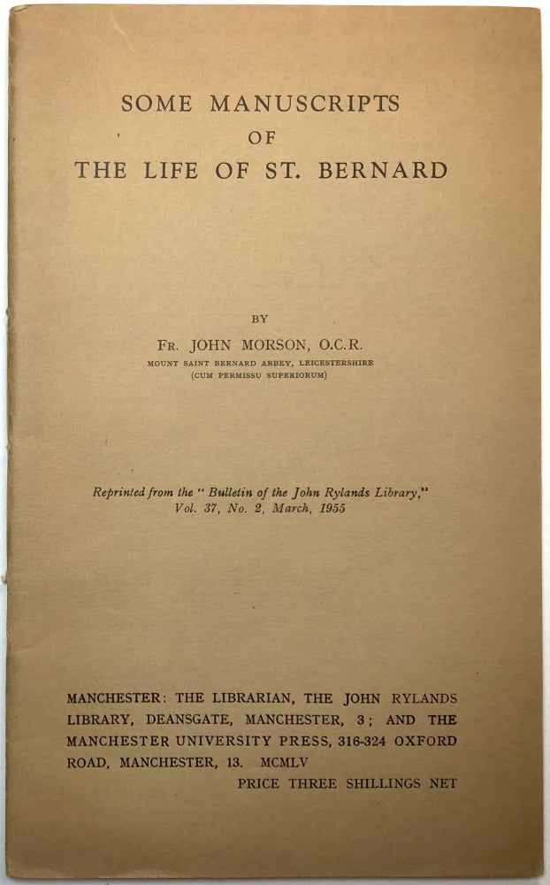 Item #C000020352 Some Manuscripts of the Life of St. Bernard. John Morson.