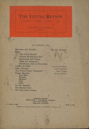 Item #C000021231 The Little Review, Vol. III (3) no. 7, November 1916. Margaret Anderson, Stefan...