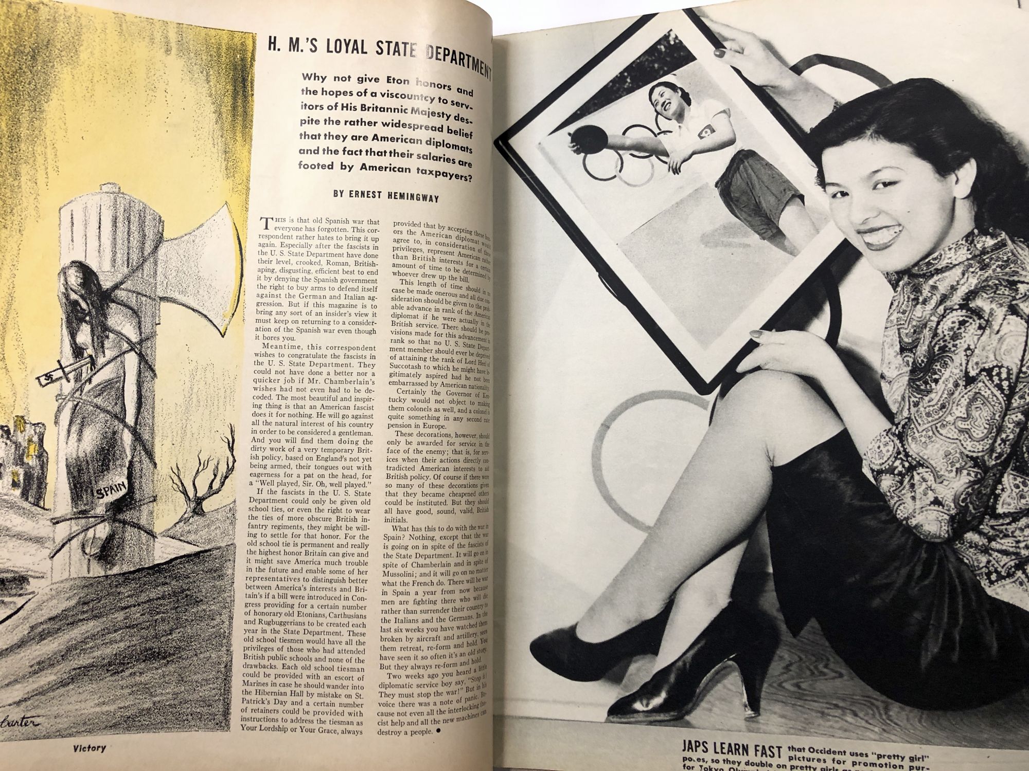Ken magazine, June 16th, Vol. 1 No. 6, 1938 With Hemingway's H.M.'s Loyal  State Department by Ernest Hemingway on Common Crow Books