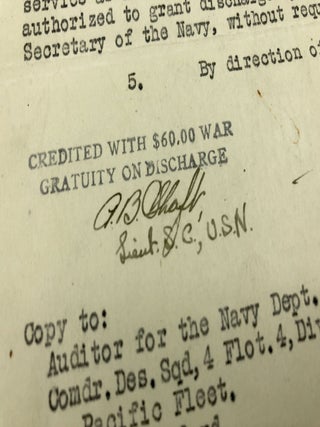Two Signed Documents on Navy Department Letterhead (c.1918)