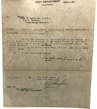 Two Signed Documents on Navy Department Letterhead (c.1918)