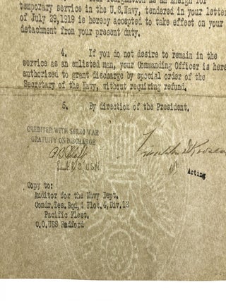 Two Signed Documents on Navy Department Letterhead (c.1918)