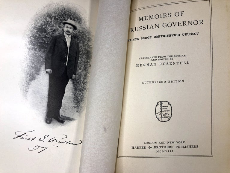 Item #C000023299 Memoirs of a Russian Governor. Prince Serge Dmitriyevich Urussov, Herman Rosenthal, trans.