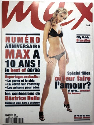 3 issues of MAX--1 issue in Italian, 2 issues in French; High fashion magazine from the 90s--Italian issue is from Agosto 1993, French issues from Octobre 1995 & Novembre 1998