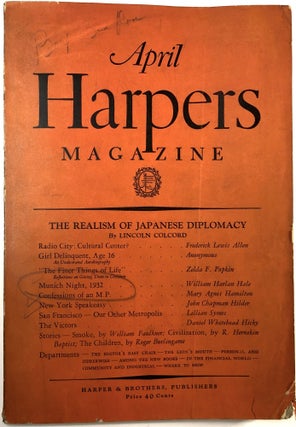 Item #C000024418 Harpers Magazine, April 1932 ('Smoke' by William Faulkner). William Faulkner