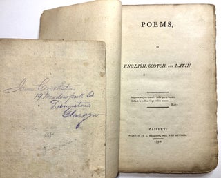 Item #C000025472 Poems, in English, Scotch, and Latin. James Grahame