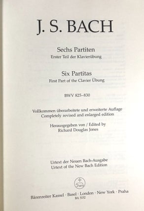 J.S. Bach: Sechs Partiten--Erster Teil der Klavierubung/Six Partitas--First Part of the Clavier Ubung