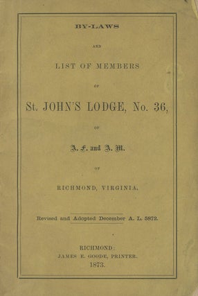 Item #C000026994 By-Laws and List of Members of St. John's Lodge, No. 36, of A. F. and A. M. of...