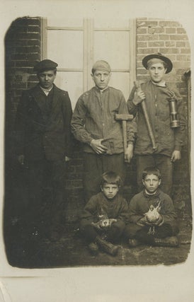 Item #C000028441 Real Photo Postcard (RPPC) ca. 1900-1910 of French working youths. Occupational...