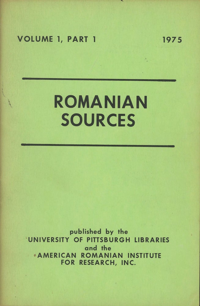 Item #C000029248 Full run of Romanian Sources periodical, volumes 1, part 1 through volume 5-6 (9 issues total). John Halmaghi.