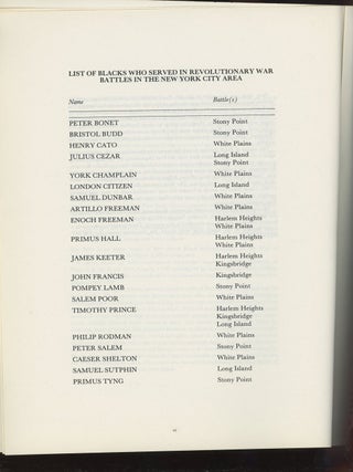 Ebony Patriots 76, Participation of Blacks in Battles of the American Revolution in the New York City Area, 1776-1779
