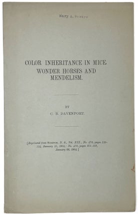 Item #C00004799 Color Inheritance in Mice, Wonder Horses and Mendelism. C. B. Davenport