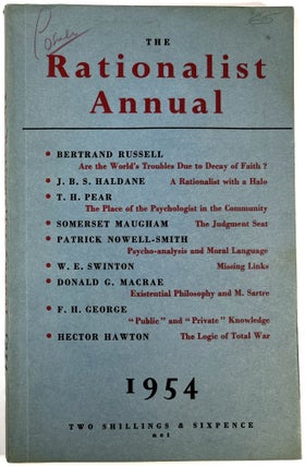 Item #C00006008 The Rationalist Annual for the Year 1954. Bertrand Russell, Somerset Maugham, et....