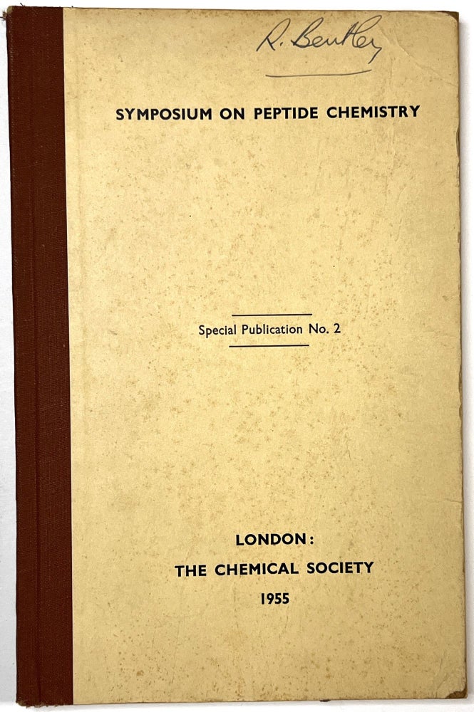 Item #C00006132 Peptide Chemistry - Report of a Symposium held by the Chemical Society at the Royal Institution, Albemarle Street, London, W.I on March 30th, 1955. A. D. Jenkins, D. F. Elliott.