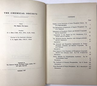 Phosphoric Esters and Related Compounds - Report of a Symposium held at the Chemical Society Anniversary Meeting, Cambridge on April 9-12th, 1957