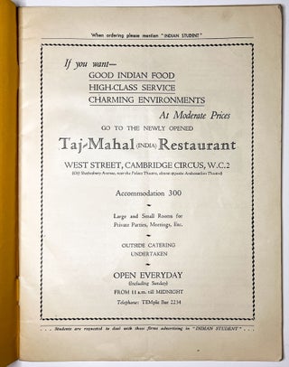 Indian Student, Vol. No. 1, May-July 1937; A Quarterly Journal of the Federation of Indian Students' Societies in Great Britain and Ireland