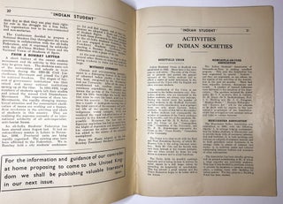 Indian Student, Vol. No. 1, May-July 1937; A Quarterly Journal of the Federation of Indian Students' Societies in Great Britain and Ireland
