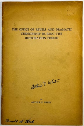 Item #C00007724 The Office of Revels and Dramatic Censorship During the Restoration Period....