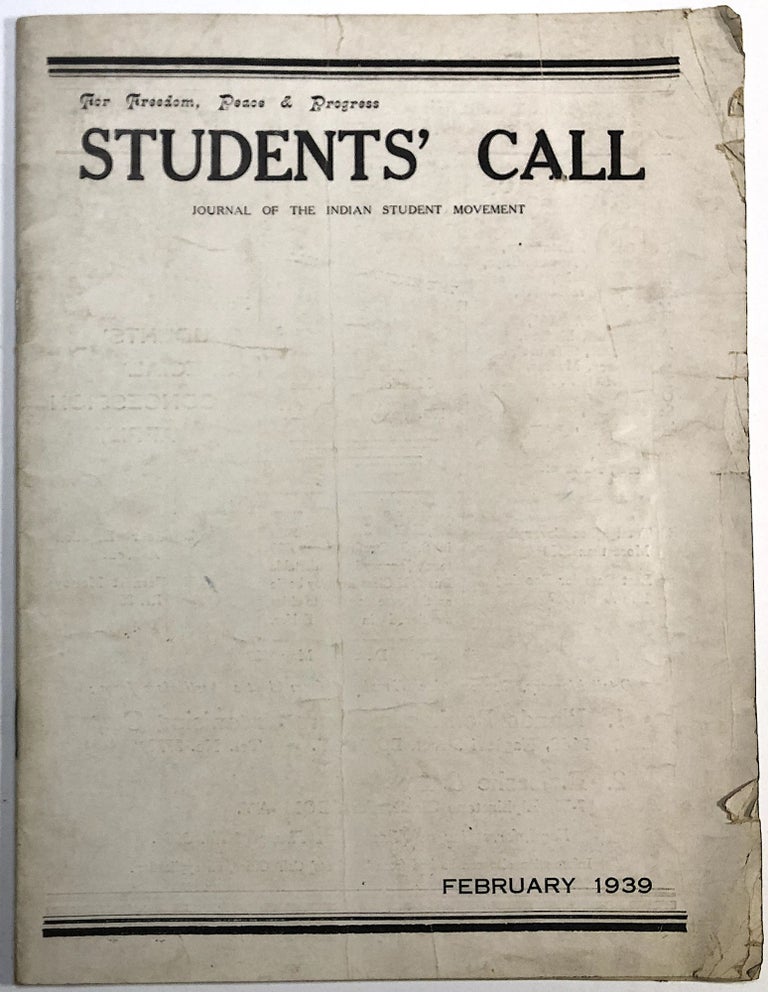 Item #C00008108 Student's Call: Journal of the Indian Student Movement. Vol. 2, No. 11. February 1939. G. S. Pohekar, Y. G. Joshi, J. J. Panwalla, P. B. Rangnekar, G. S. Pashtekar.