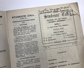 Student's Call: Journal of the Indian Student Movement. Vol. 2, No. 11. February 1939