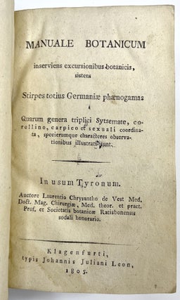 Item #C00009341 Manuale botanicum inserviens excursionibus botanicis, sistens Stirpes totius...