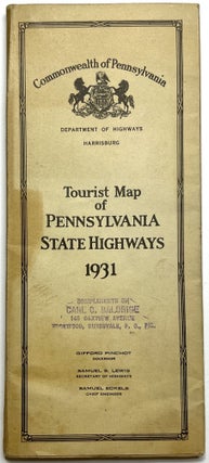 Item #C00009446 Tourist Map of Pennsylvania State Highways, 1931. Department of Highways...