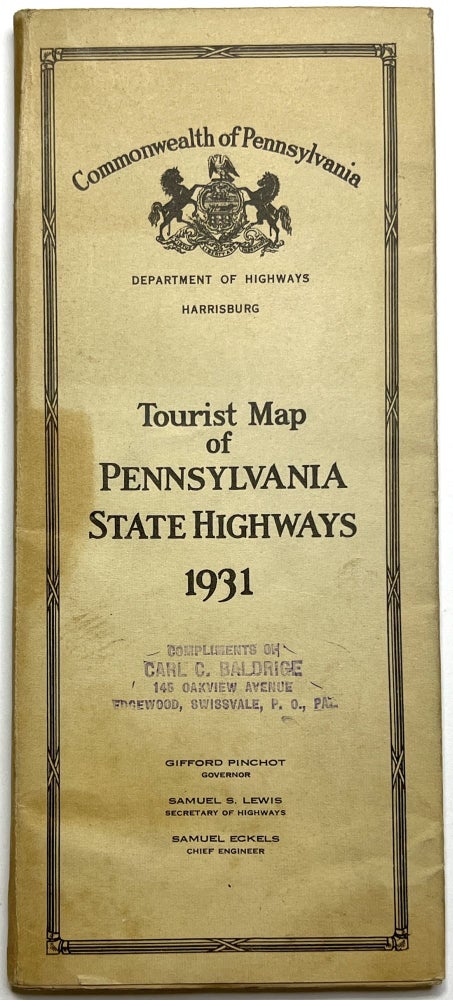 Item #C00009446 Tourist Map of Pennsylvania State Highways, 1931. Department of Highways Commonwealth of Pennsylvania.