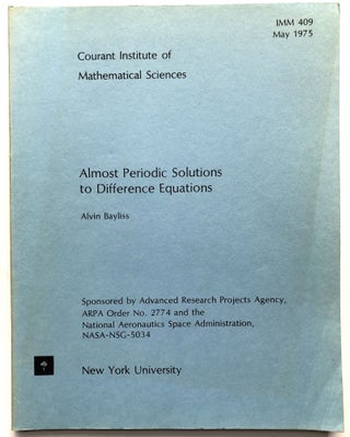 Item #H10059 Almost Periodic Solutions to Difference Equations. Alvin Bayliss