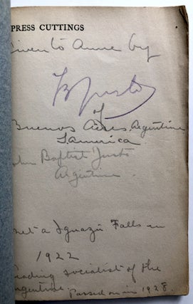 Press Cuttings...inscribed by the founder of the Argentine Socialist Party Juan Bautista Justo