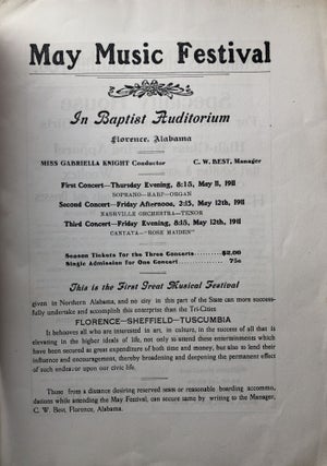 1911 Program, May Music Festival, Florence, Alabama