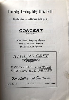 1911 Program, May Music Festival, Florence, Alabama