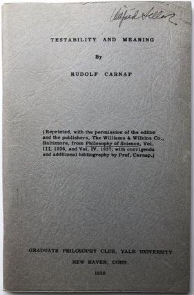 Item #H10348 Testability and Meaning - Wilfrid Sellars copy. Rudolf Carnap