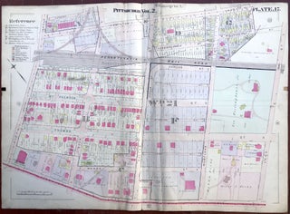 Item #H10468 Ca. 1910s large linen-backed colored plat map of Pittsburgh: Penn Ave. Point Breeze,...