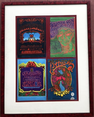 Item #H10542 Framed group of 4 1968 postcard handbills (7 x 5): Quicksilver, Grateful Dead, Zappa (?
