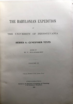 The Babylonian Expedition of the University of Pennsylvania, Series A: Cuneiform Texts, Vol. IX: Business Documents of Murashu Sons of Nippur, Dated in the Reign of Artaxerxes I (464-424 B.C.)