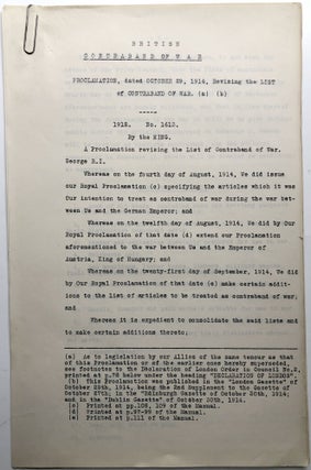 3 WWI circulars from the estate of diplomat Ulysses Grant-Smith, 1914-1915, on Contraband of War