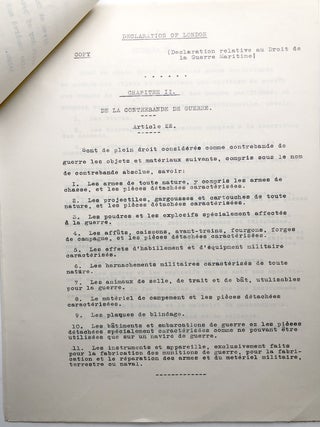 3 WWI circulars from the estate of diplomat Ulysses Grant-Smith, 1914-1915, on Contraband of War