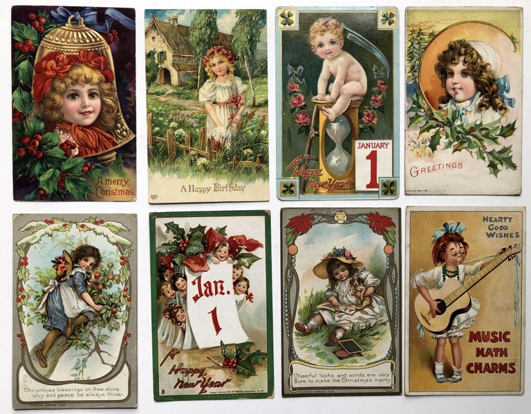 Item #H10784 Ca. 1903-1919 35 chromolithograph & relief greeting cards (Birthday, Christmas, New Years, Easter)