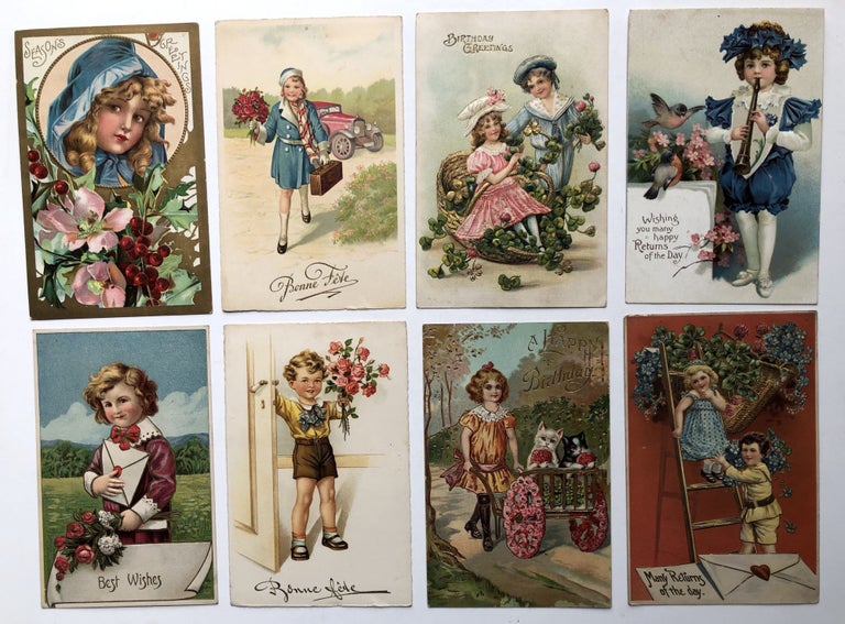 Item #H10786 24 1905-1910s postcards, flower - floral themed, Birthday, Christmas, New Years, etc., German chromolithography