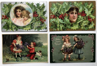 24 1905-1910s postcards, flower - floral themed, Birthday, Christmas, New Years, etc., German chromolithography