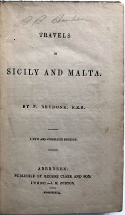 Travels in Sicily and Malta [new edition of A Tour through Sicily and Malta, 1773]