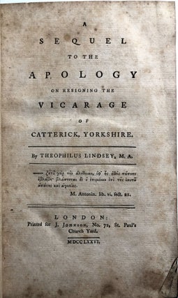 A Sequel to the Apology on Resigning the Vicarage of Catterick, Yorkshire