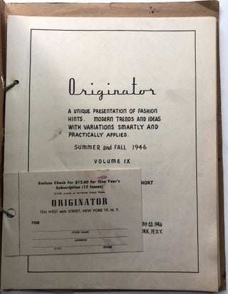 Originator Vol. IX: Summer & Fall 1946: A Unique Presentation of Fashion Hints. Modern Trends and Ideas with Variations Smartly and Practically Applied